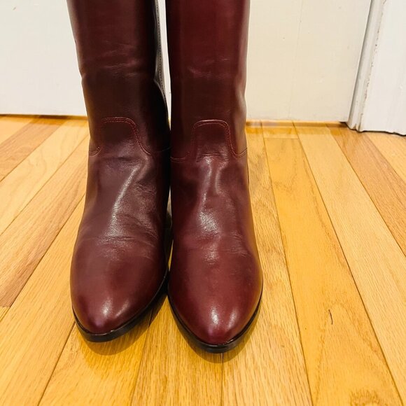 Vintage Etienne Aigner Burgundy Leather Oxblood Riding Boots Size 8.5 M - Picture 11 of 16